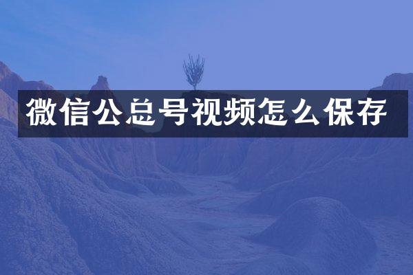 微信公总号视频怎么保存