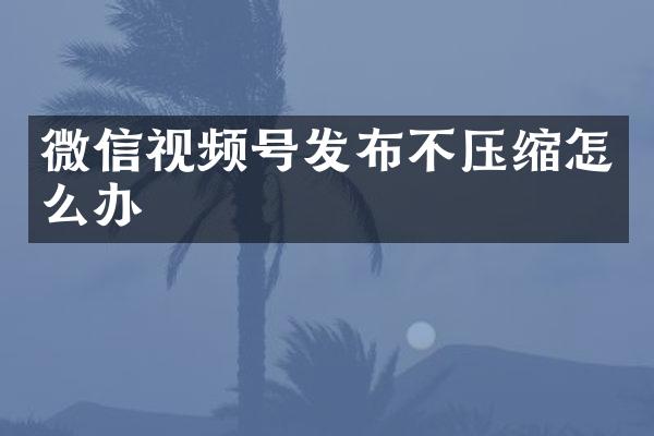 微信视频号发布不压缩怎么办