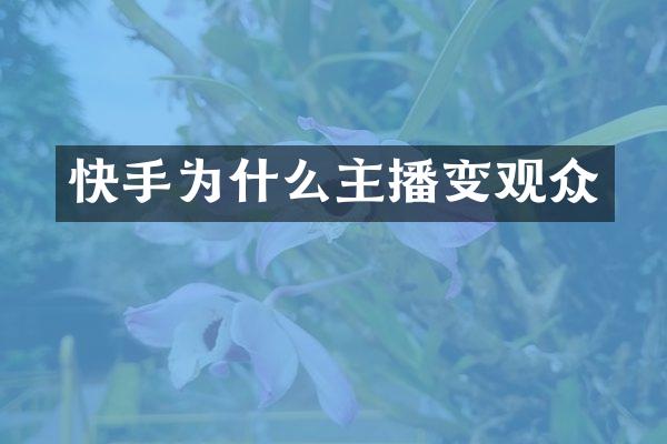 快手为什么主播变观众