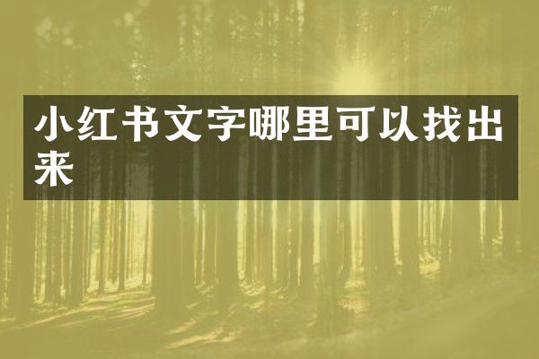 小红书文字哪里可以找出来