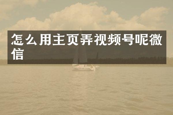 怎么用主页弄视频号呢微信
