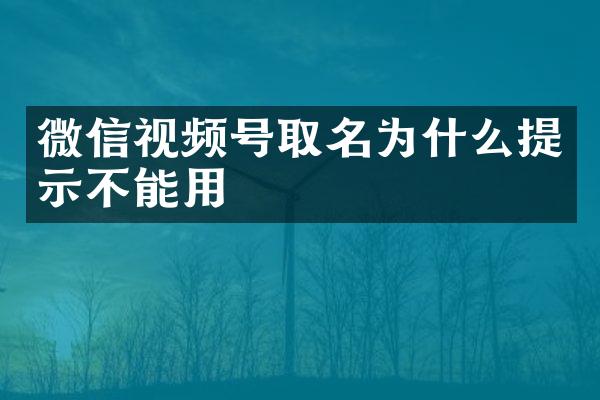 微信视频号取名为什么提示不能用