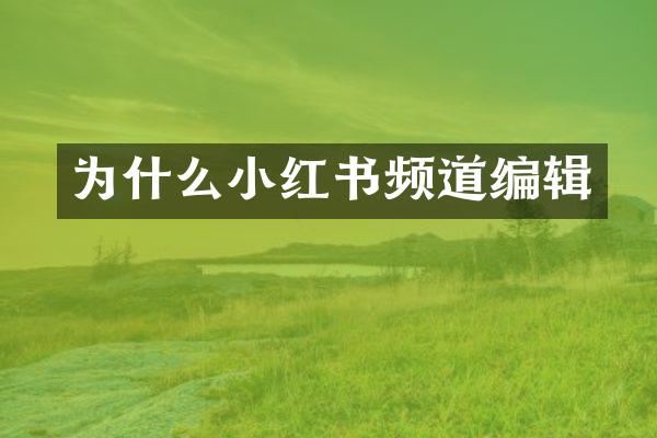 为什么小红书频道编辑