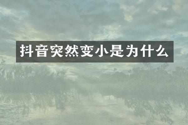 抖音突然变小是为什么