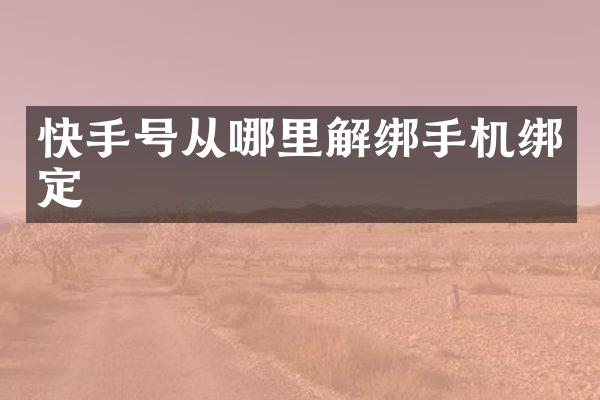 快手号从哪里解绑手机绑定
