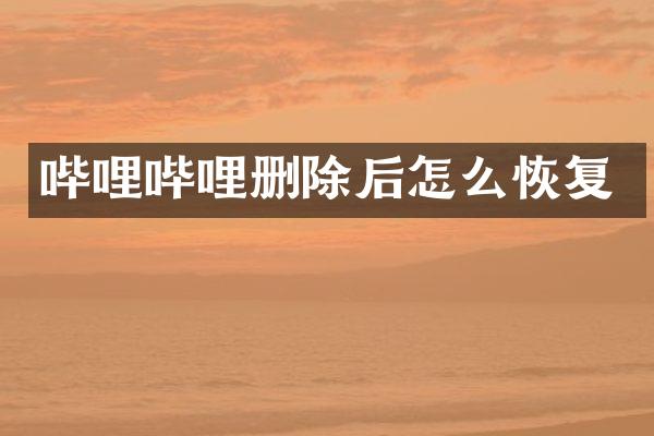 哔哩哔哩删除后怎么恢复
