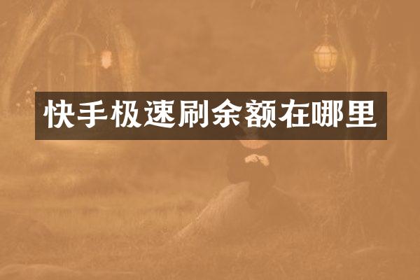 快手极速刷余额在哪里