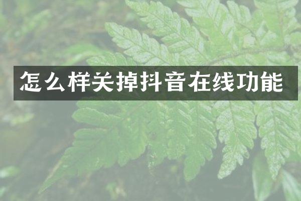 怎么样关掉抖音在线功能
