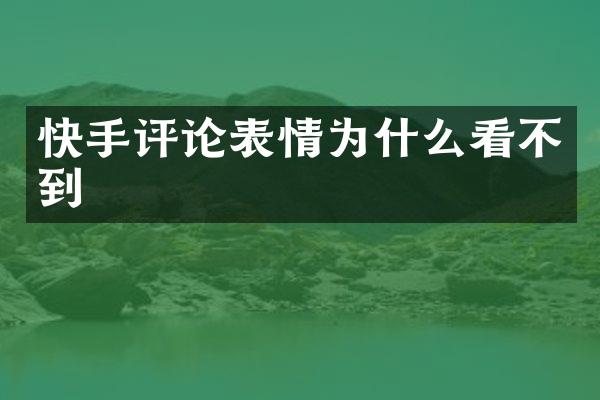 快手评论表情为什么看不到