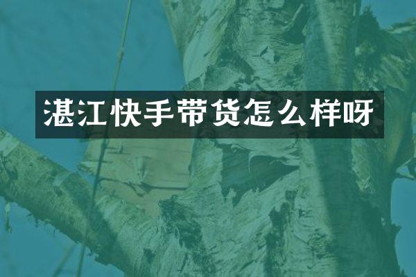 湛江快手带货怎么样呀
