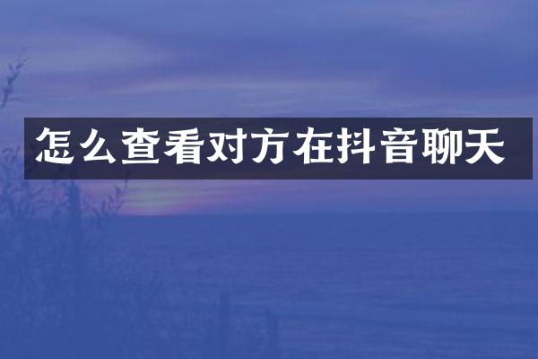 怎么查看对方在抖音聊天