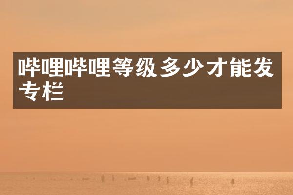 哔哩哔哩等级多少才能发专栏