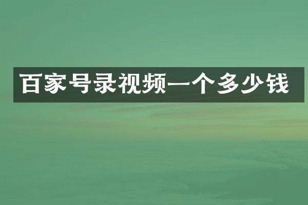 百家号录视频一个多少钱