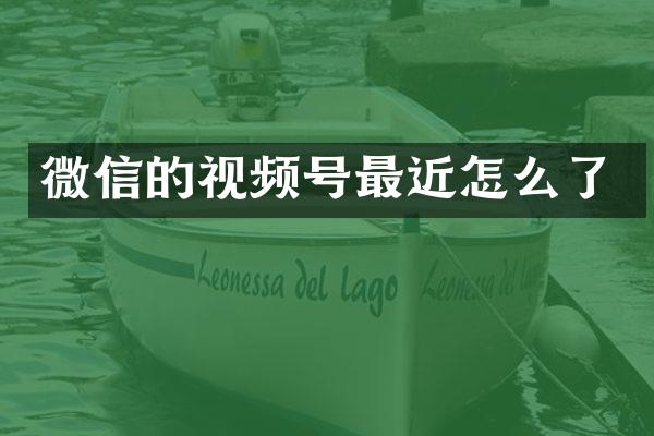 微信的视频号最近怎么了