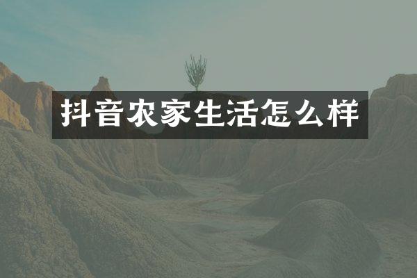 抖音农家生活怎么样