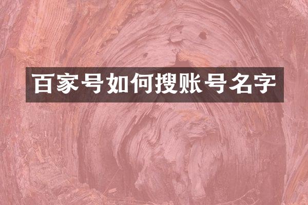 百家号如何搜账号名字