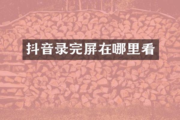 抖音录完屏在哪里看