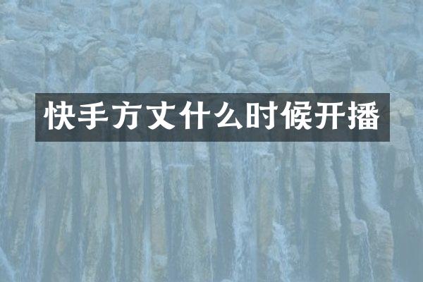 快手方丈什么时候开播