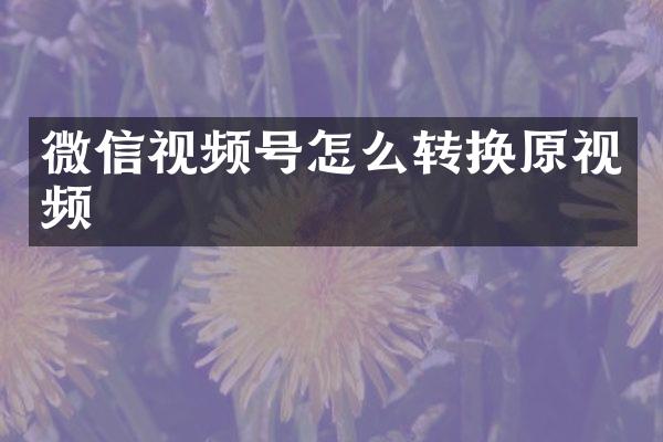 微信视频号怎么转换原视频