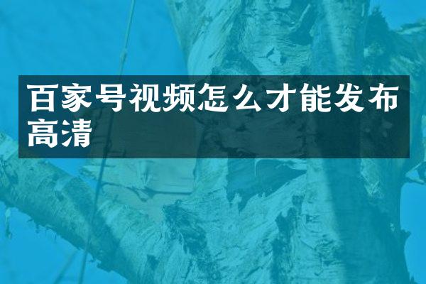百家号视频怎么才能发布高清
