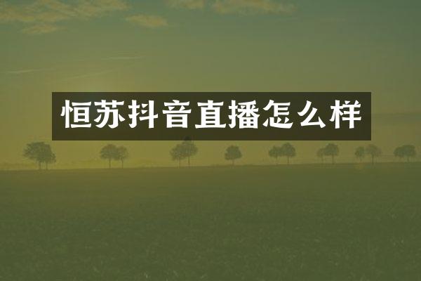 恒苏抖音直播怎么样