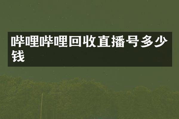 哔哩哔哩回收直播号多少钱