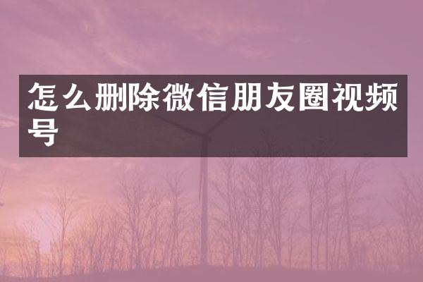 怎么删除微信朋友圈视频号