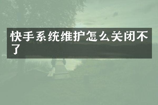 快手系统维护怎么关闭不了