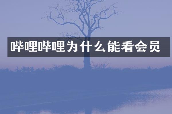 哔哩哔哩为什么能看会员