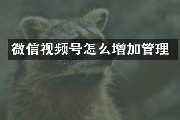 微信视频号怎么增加管理