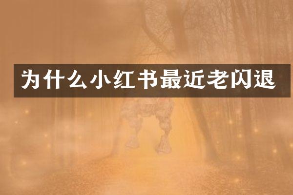 为什么小红书最近老闪退