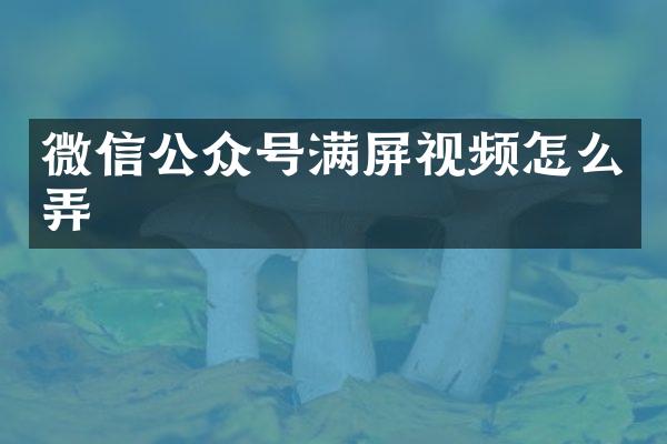 微信公众号满屏视频怎么弄