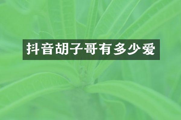 抖音胡子哥有多少爱