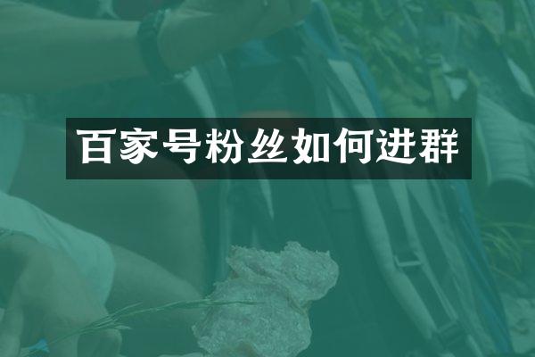 百家号粉丝如何进群