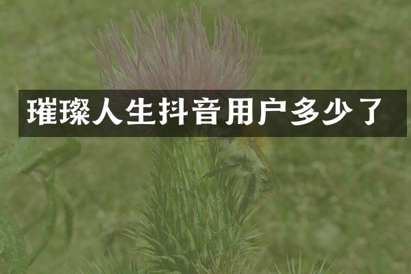 璀璨人生抖音用户多少了