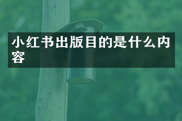 小红书出版目的是什么内容