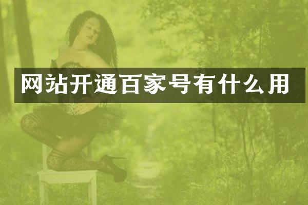 网站开通百家号有什么用