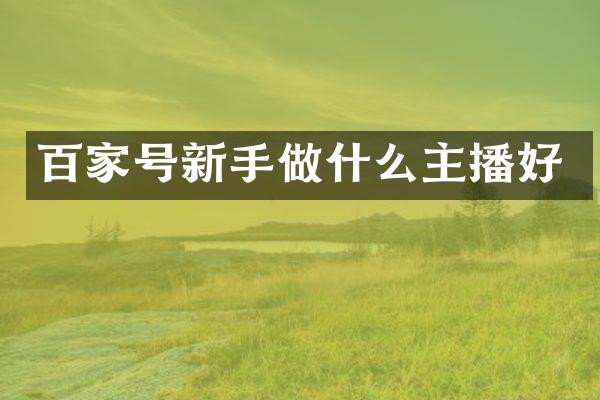 百家号新手做什么主播好