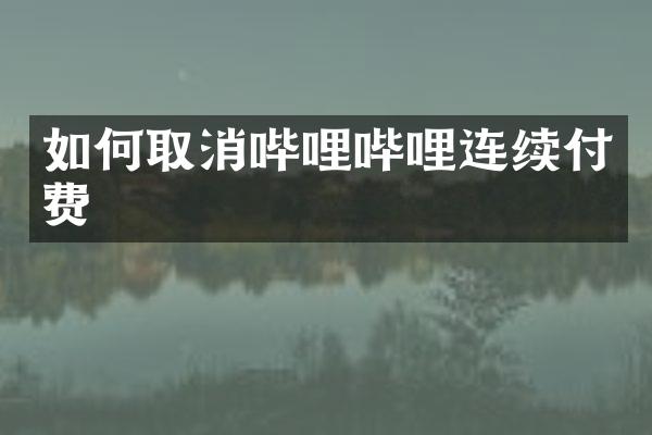 如何取消哔哩哔哩连续付费