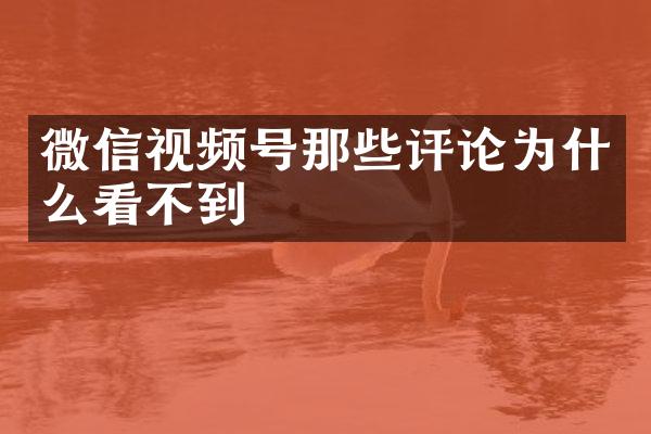 微信视频号那些评论为什么看不到