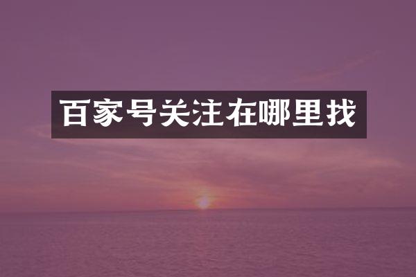 百家号关注在哪里找