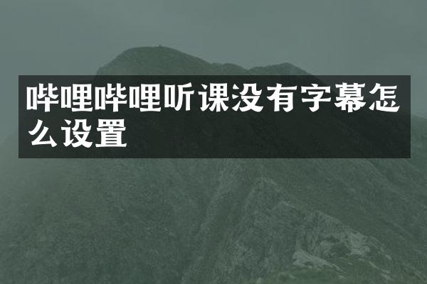哔哩哔哩听课没有字幕怎么设置