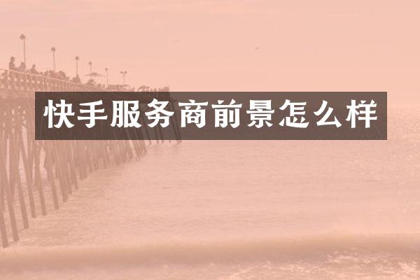 快手服务商前景怎么样
