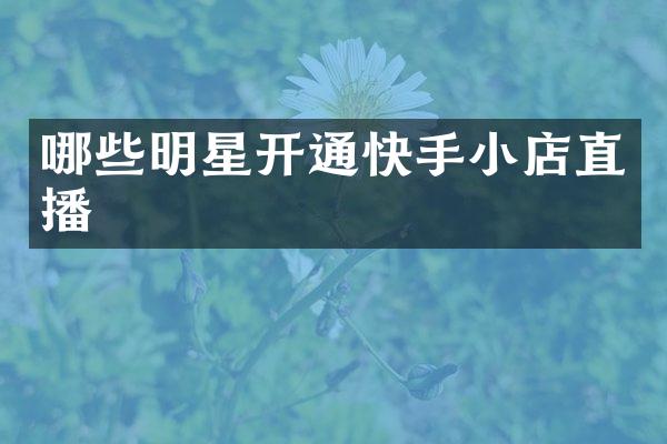 哪些明星开通快手小店直播