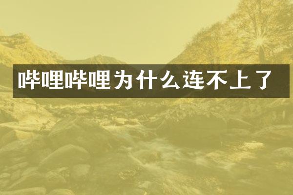 哔哩哔哩为什么连不上了