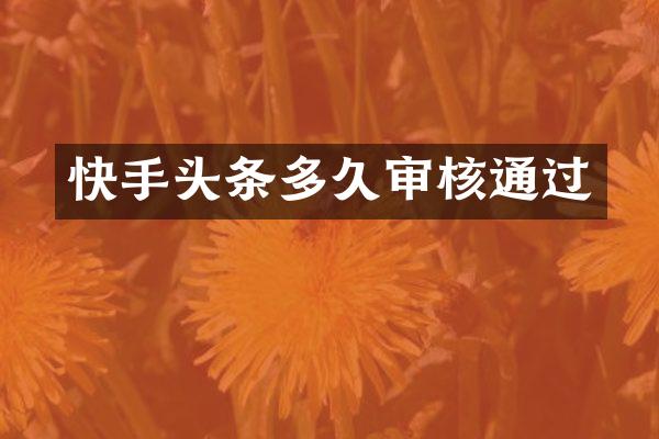 快手头条多久审核通过