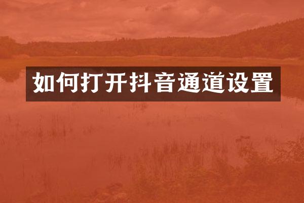 如何打开抖音通道设置