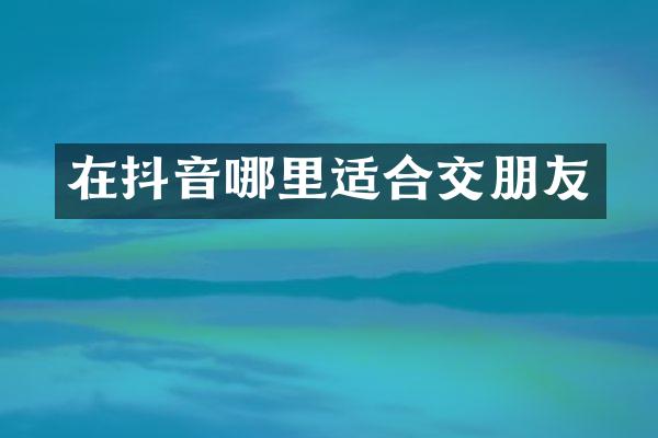 在抖音哪里适合交朋友