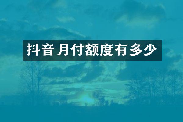 抖音月付额度有多少