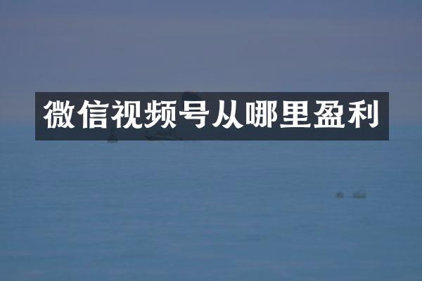 微信视频号从哪里盈利